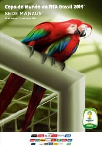 Cartaz da Copa 2014 no Brasil : Cidades-Sede, Manaus, Amazonas (AM)