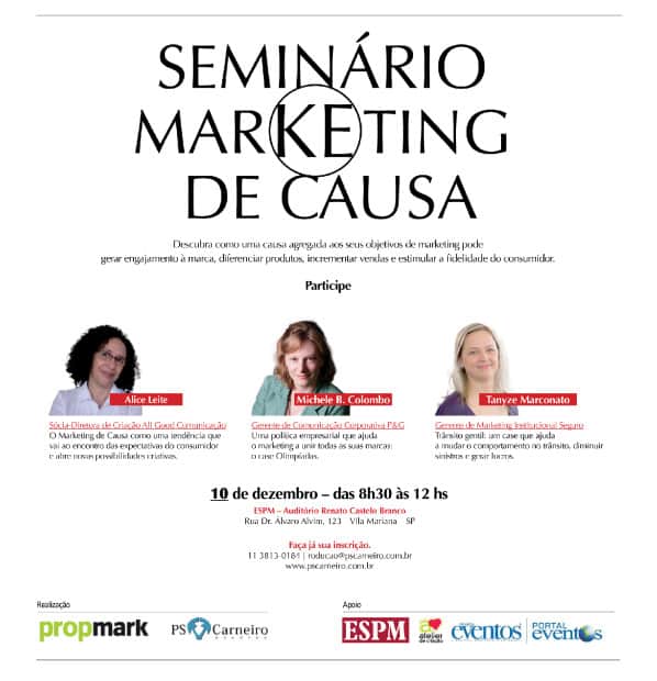 Convite Seminí¡rio Marketing de Causa, na ESPM.
